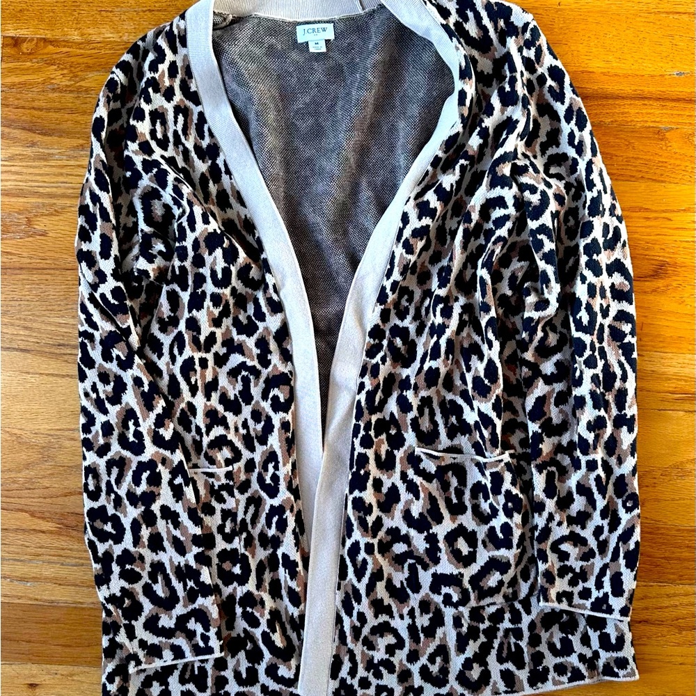 Women’s Jcrew Animal Print Open Front Cardigan - Sz M